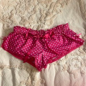 Cute Hot Pink Polka Dots & Lace Lounge Shorts